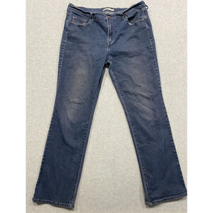 Levis 505 Straight Leg Women Size 16 -Dark Wash Blue Jeans Stretch